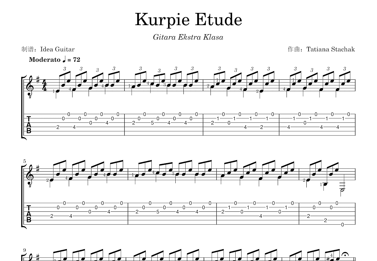 Kurpie Etude吉他谱预览图