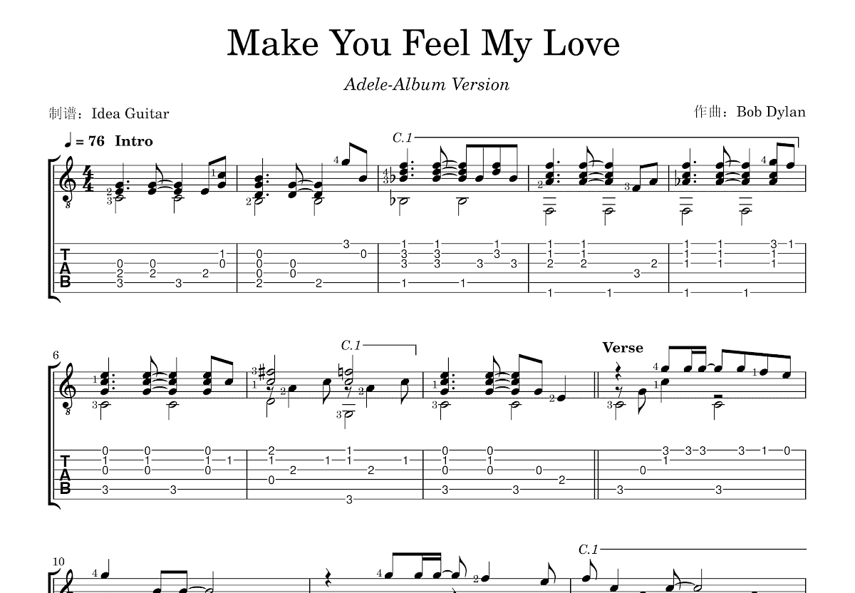 Make You Feel My Love吉他谱预览图