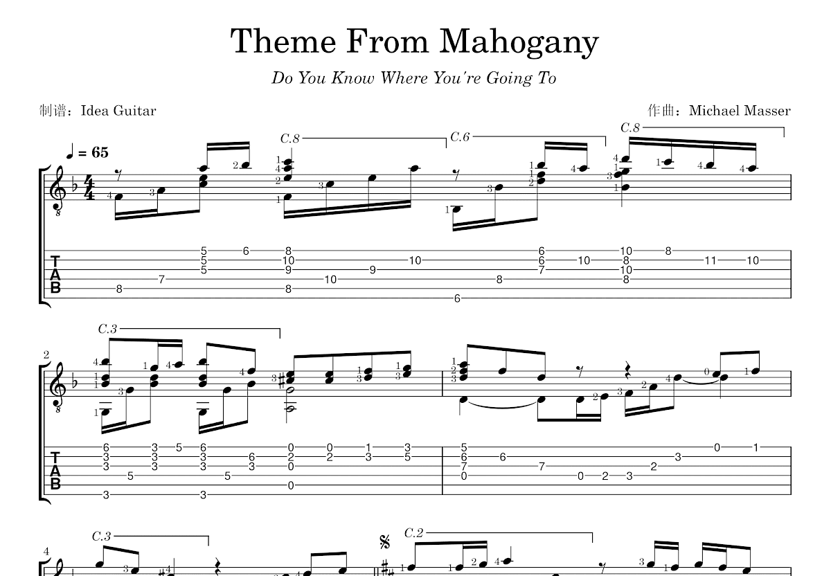 Theme From Mahogany吉他谱预览图