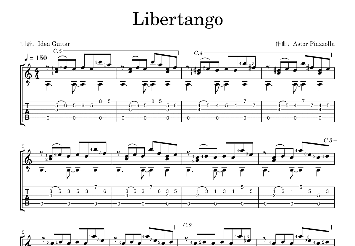 Libertango吉他谱预览图