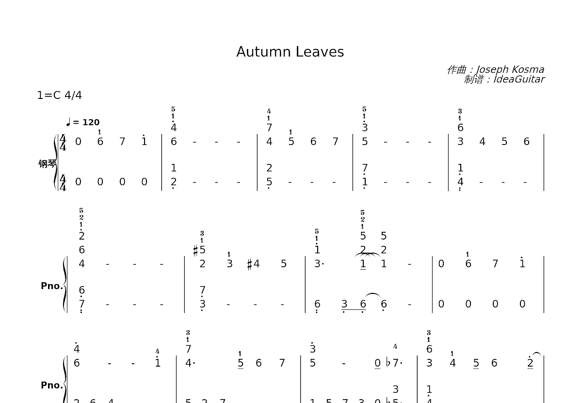 Autumn Leaves简谱预览图