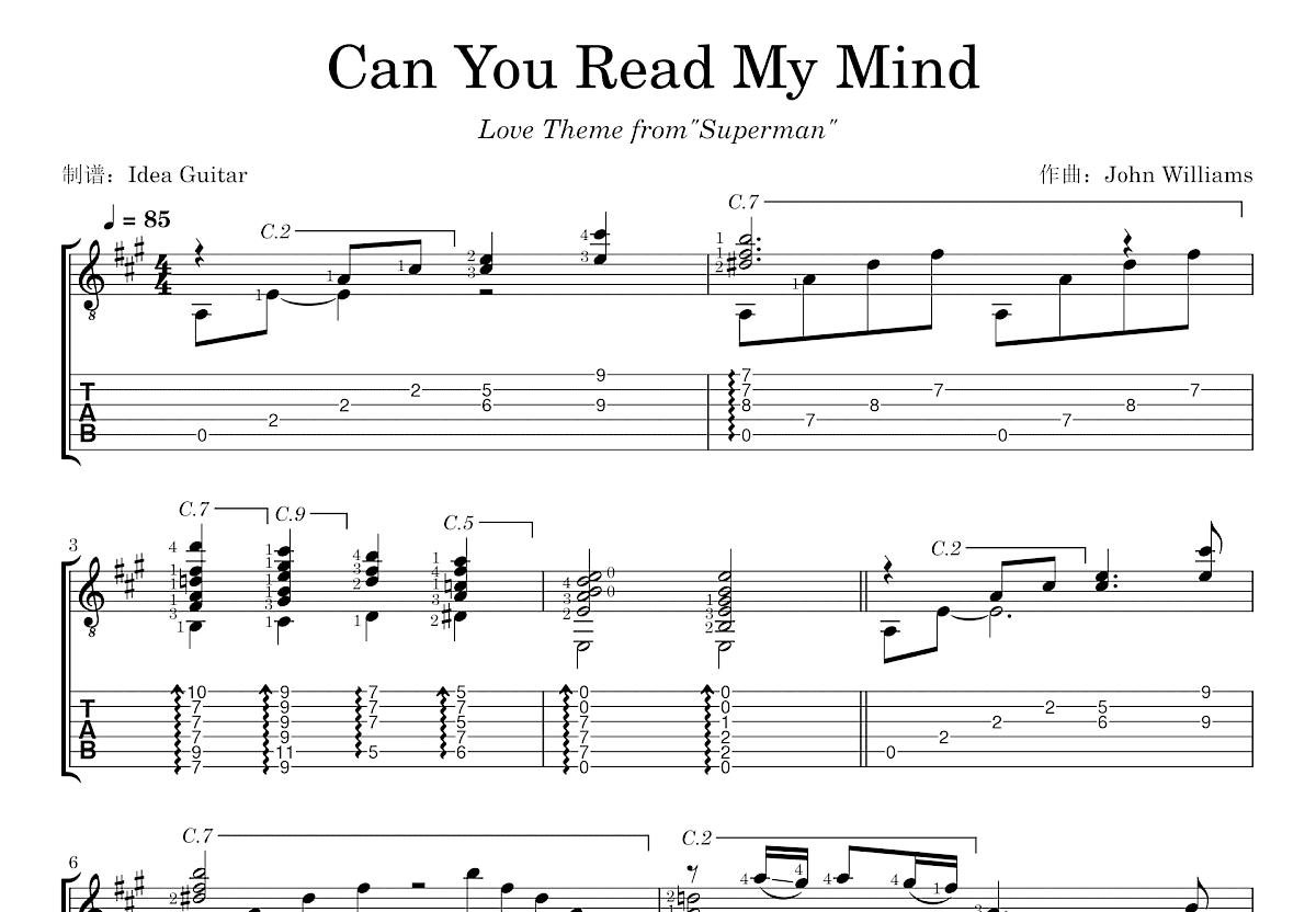 Can You Read My Mind吉他谱预览图