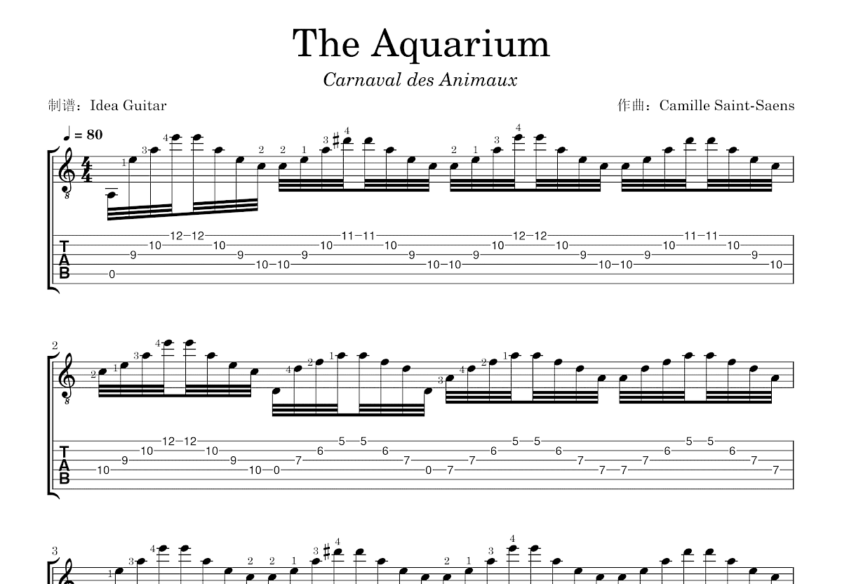 The Aquarium吉他谱预览图