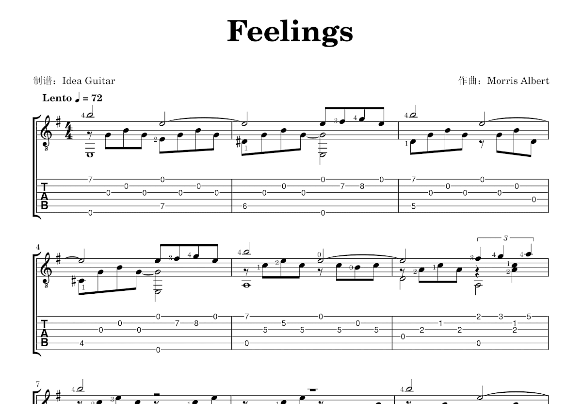 Feelings吉他谱预览图