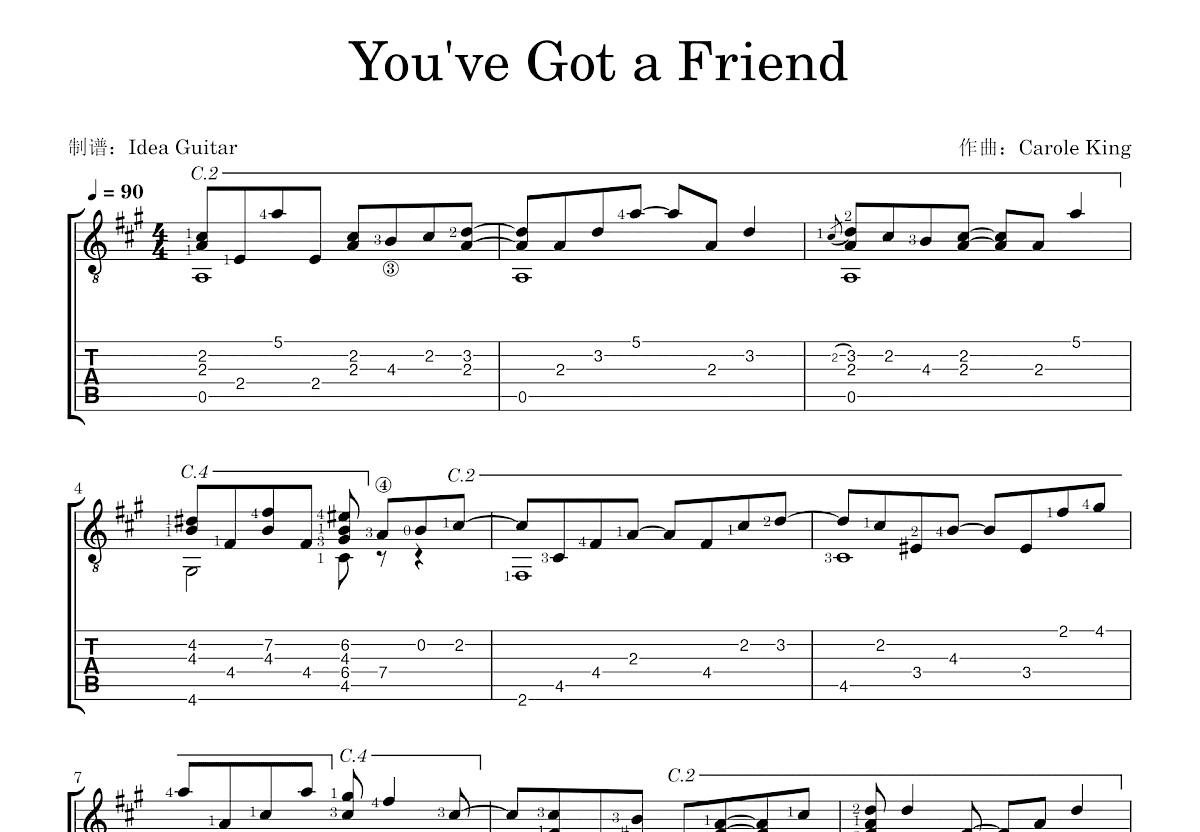 You've Got a Friend吉他谱预览图