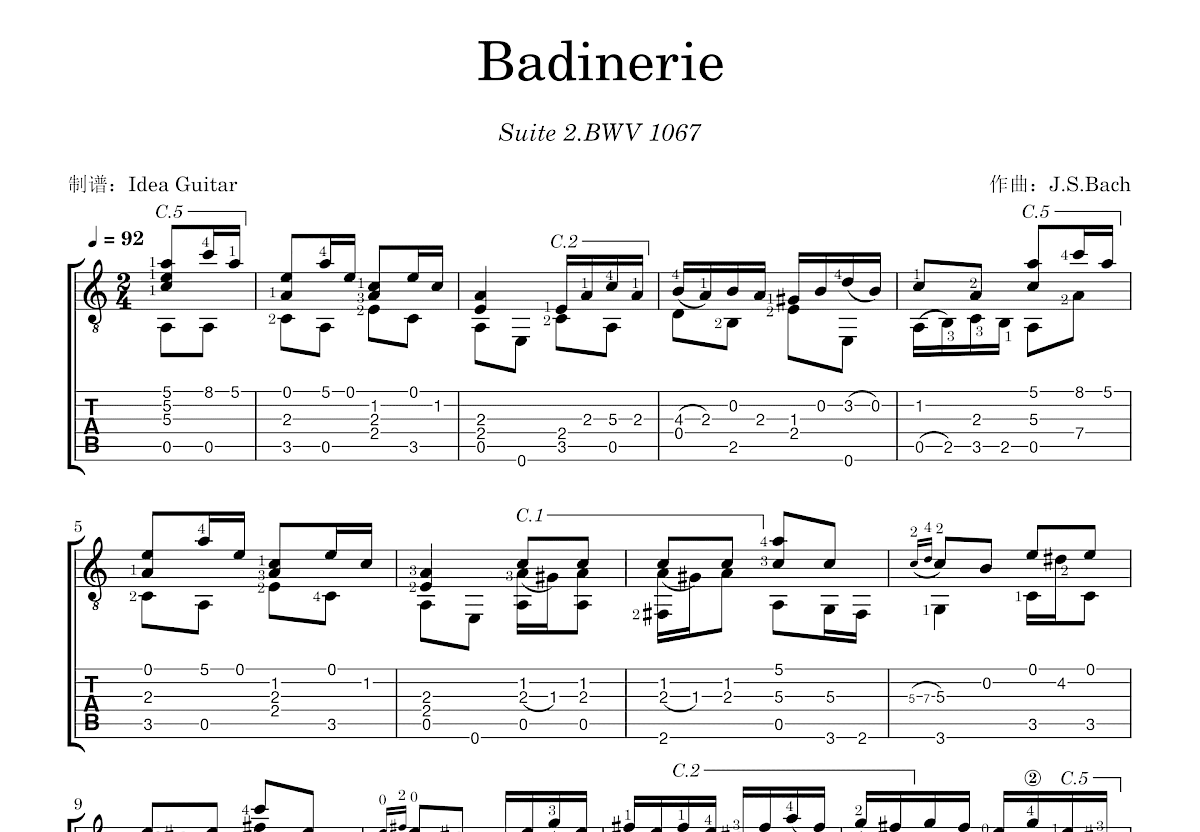 Badinerie吉他谱预览图