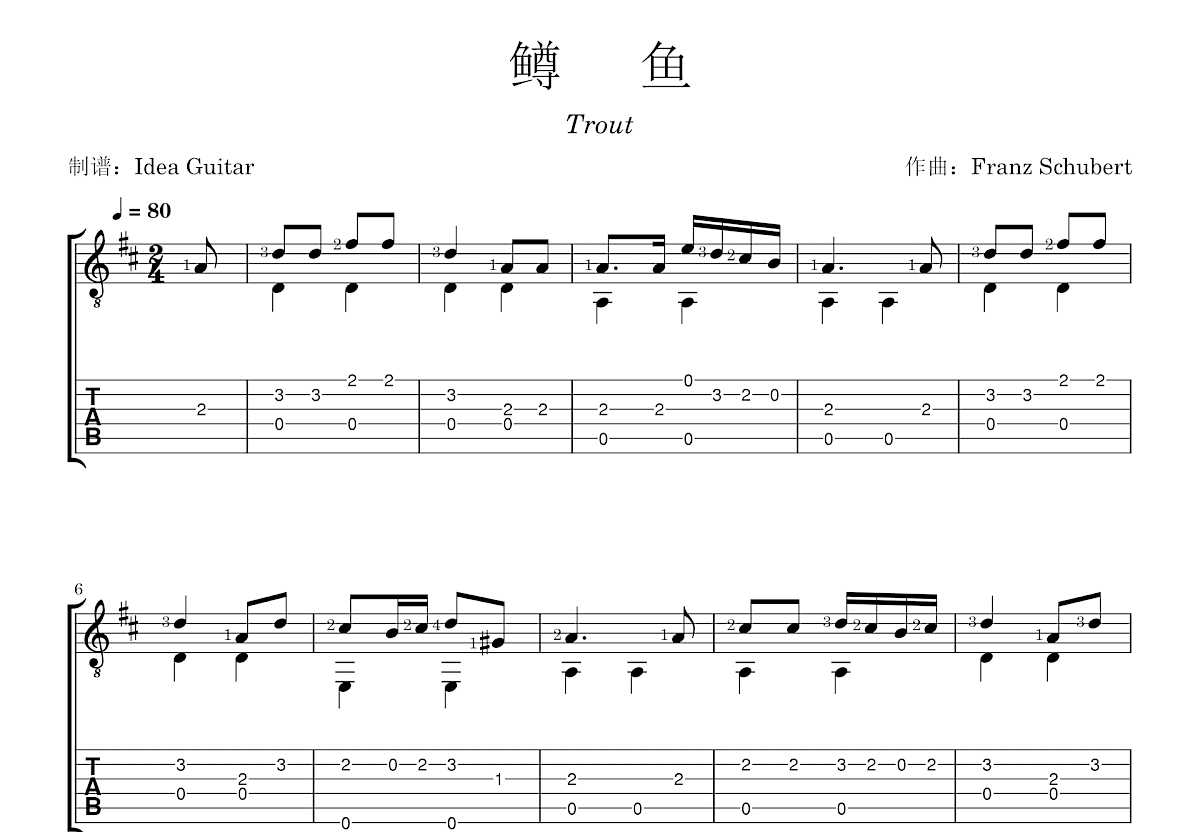 鳟鱼吉他谱预览图