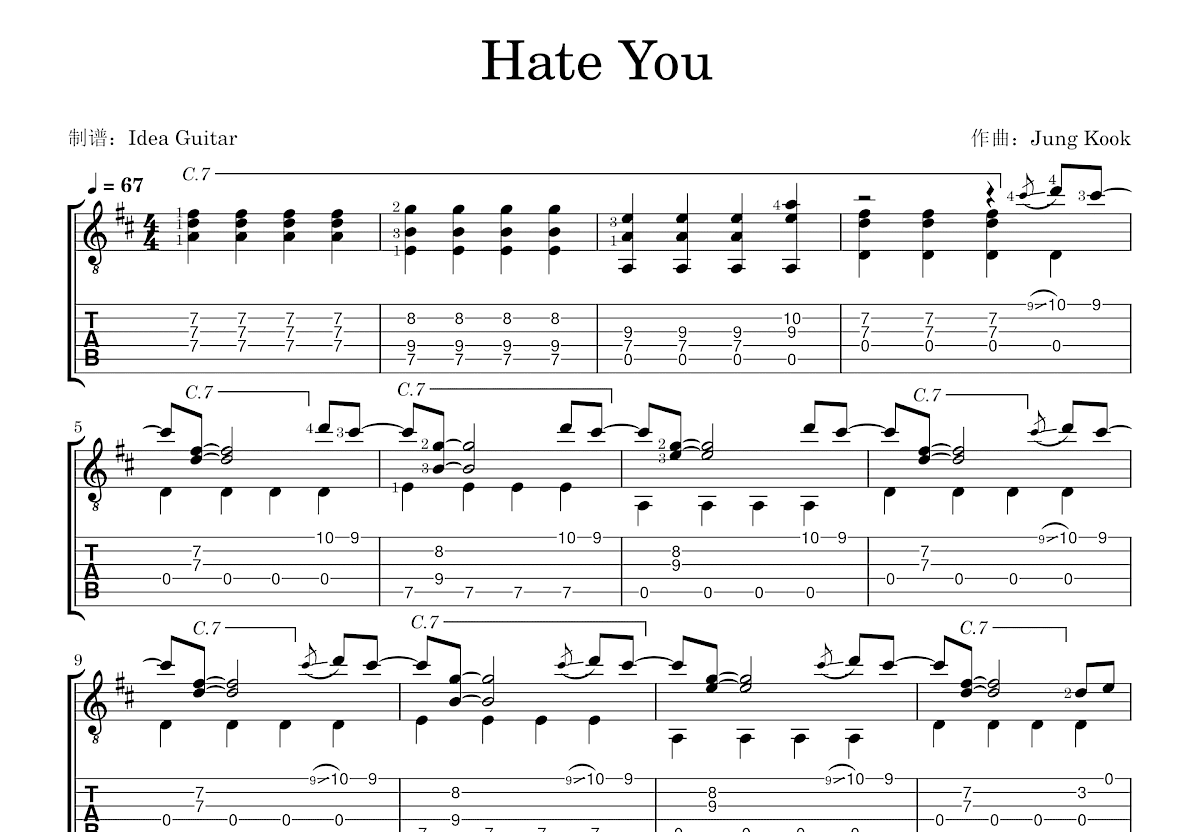 Hate You吉他谱预览图