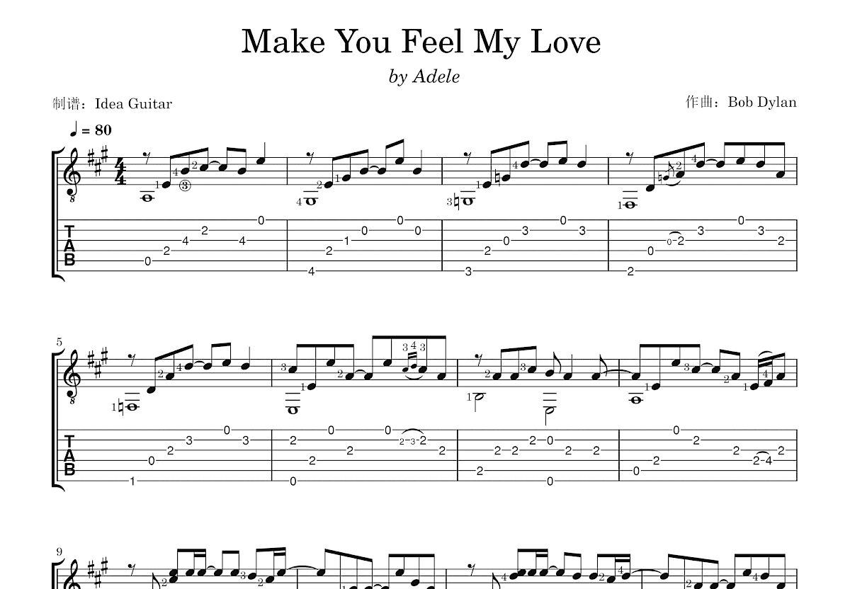 Make You Feel My Love吉他谱预览图