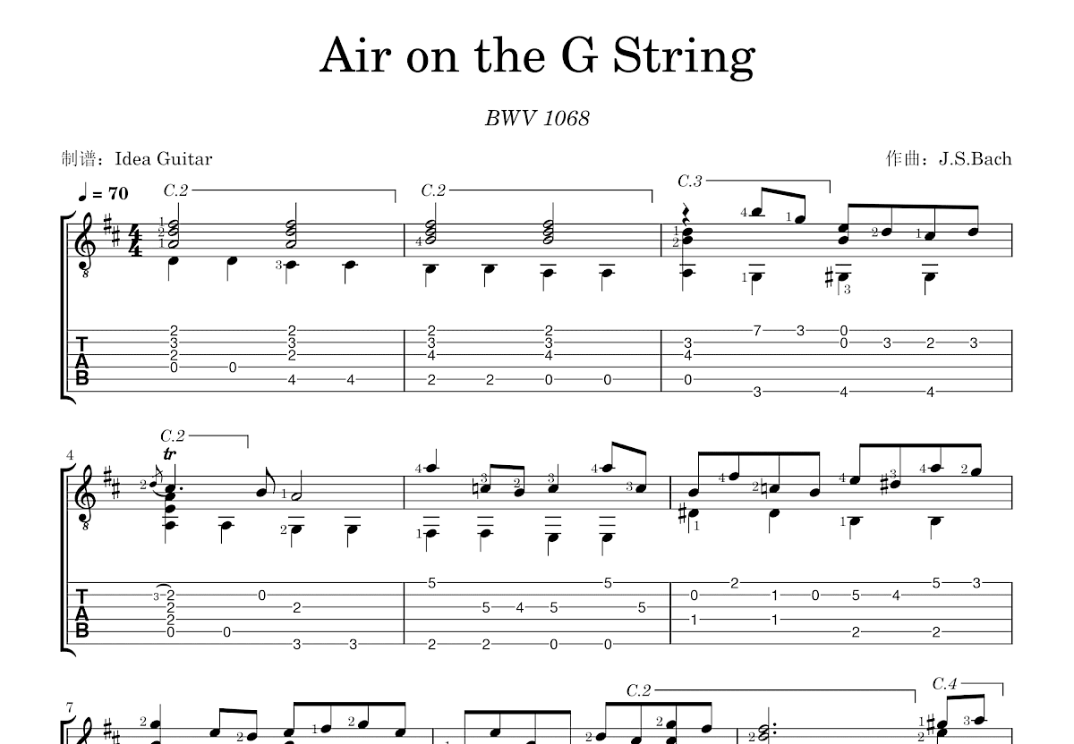 Air on the G String吉他谱预览图