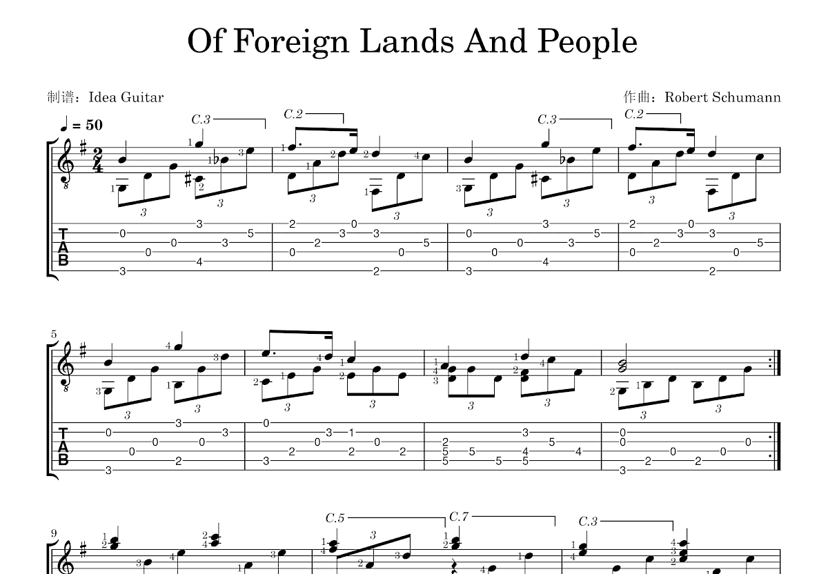 Of Foreign Lands And People吉他谱预览图