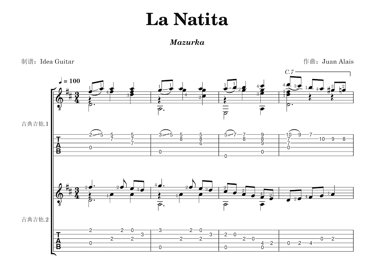 La Natita吉他谱预览图