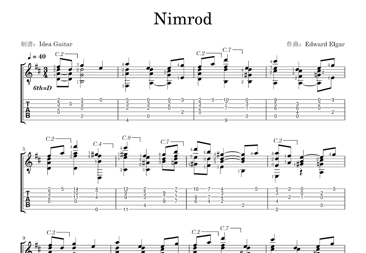 Nimrod吉他谱预览图