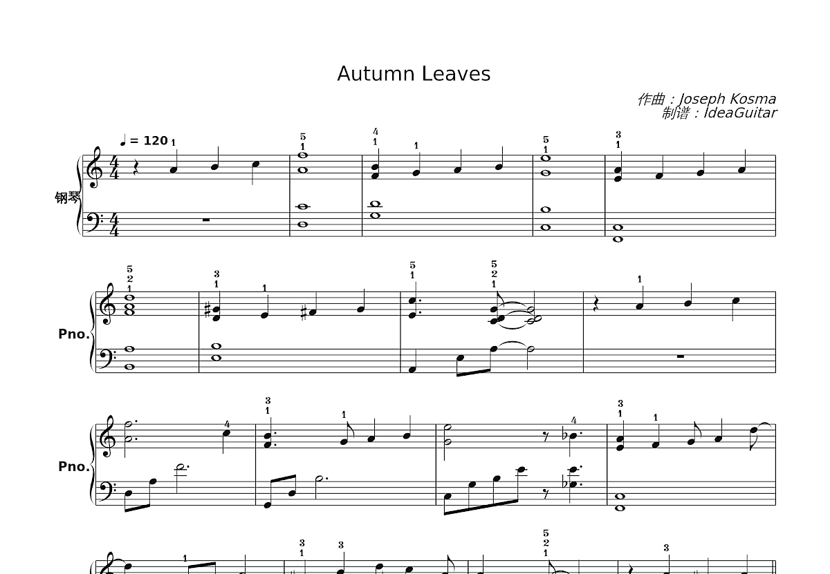 Autumn Leaves五线谱预览图