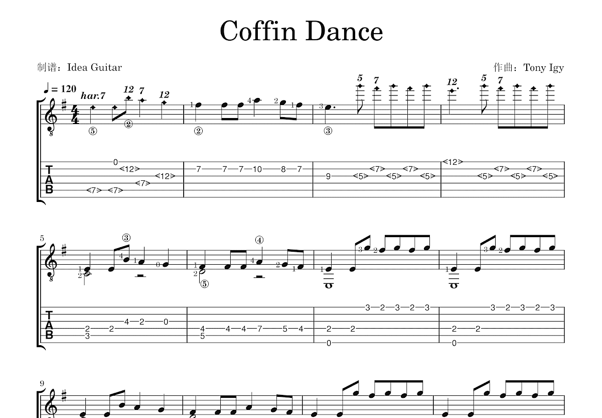 Coffin Dance吉他谱预览图