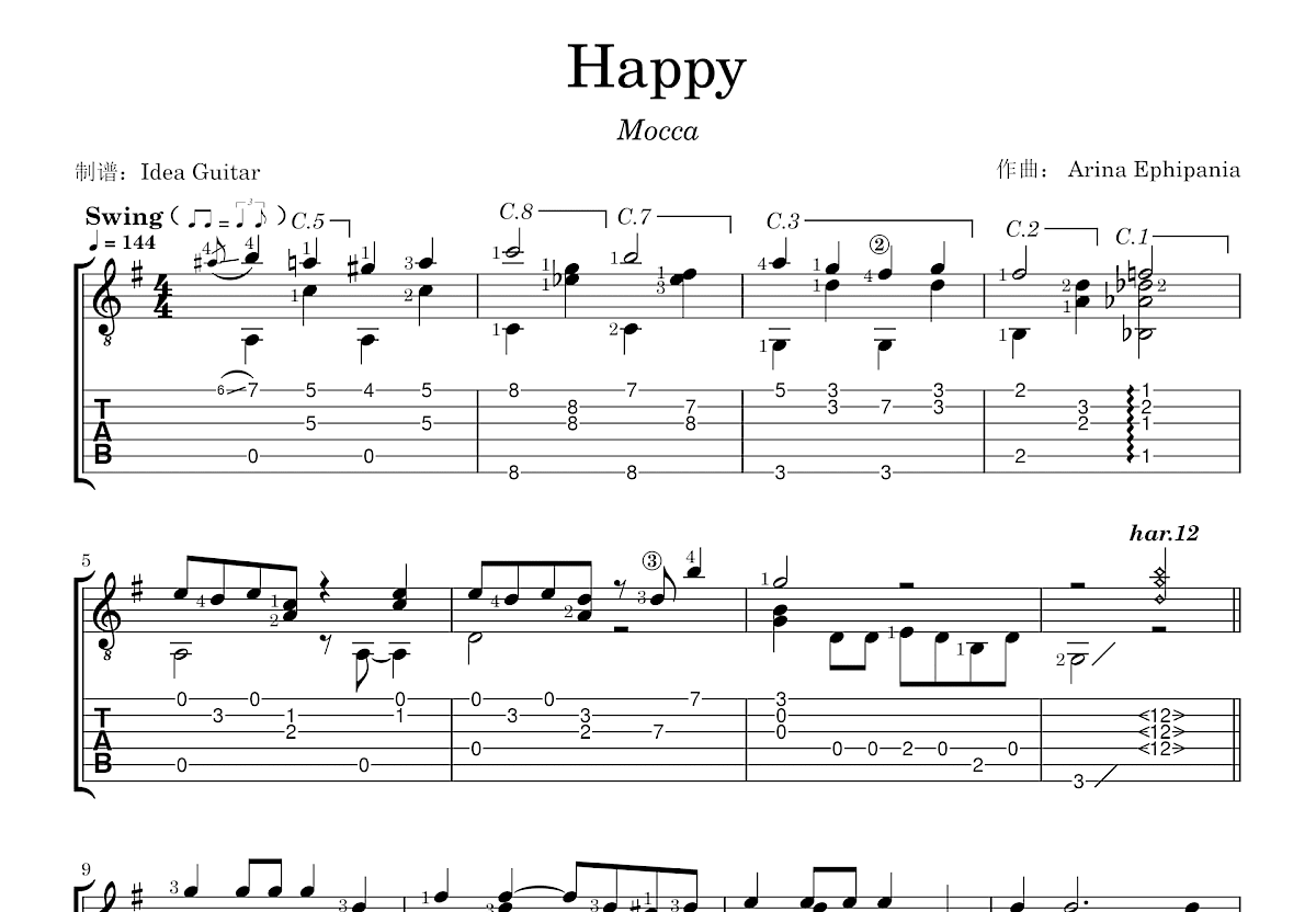 Happy吉他谱预览图