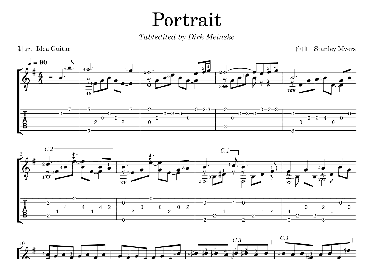 Portrait吉他谱预览图