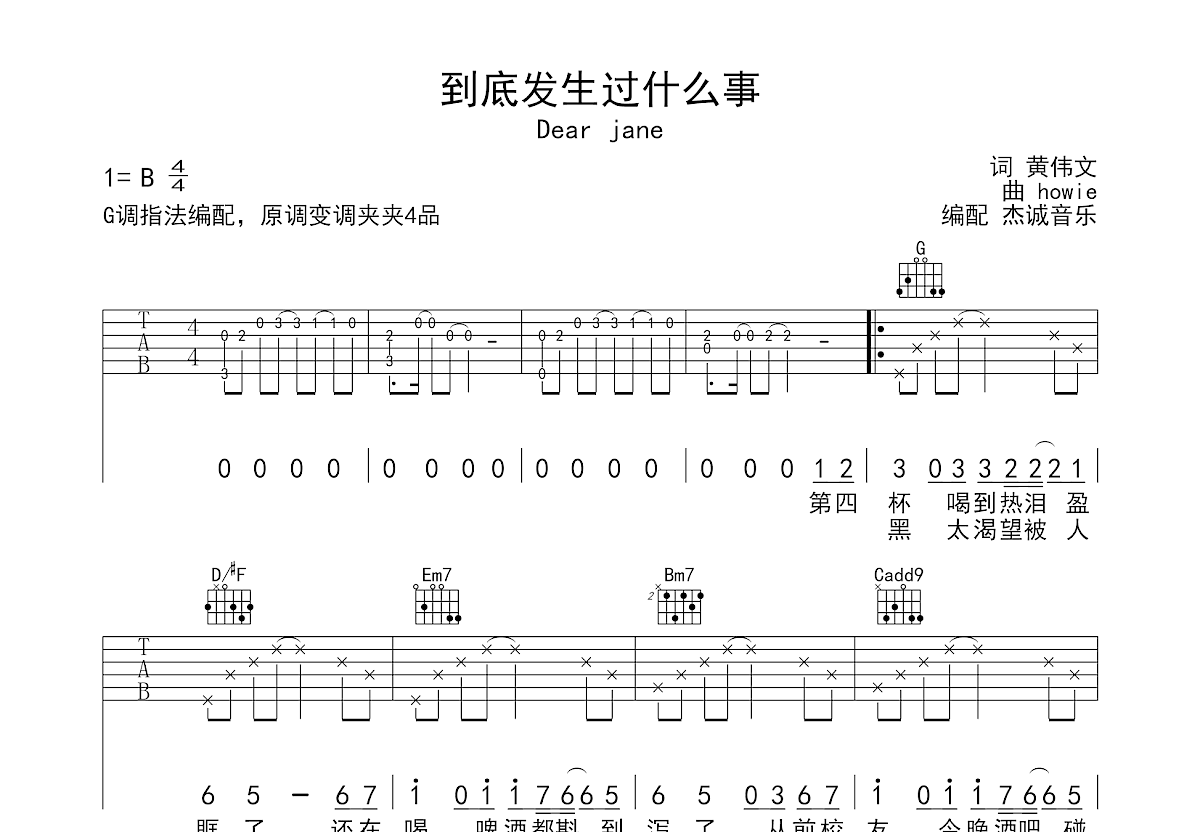 到底发生过什么事吉他谱预览图