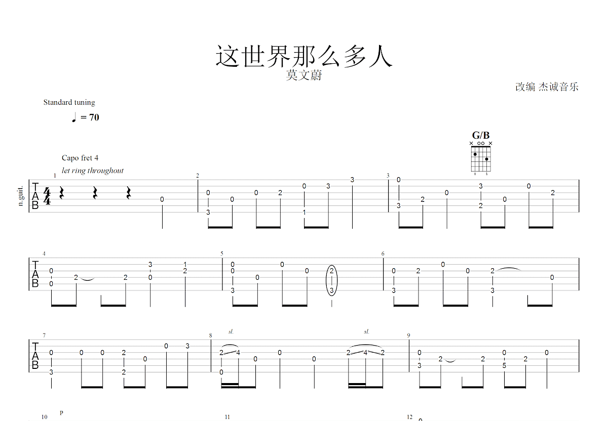 这世界那么多人吉他谱预览图
