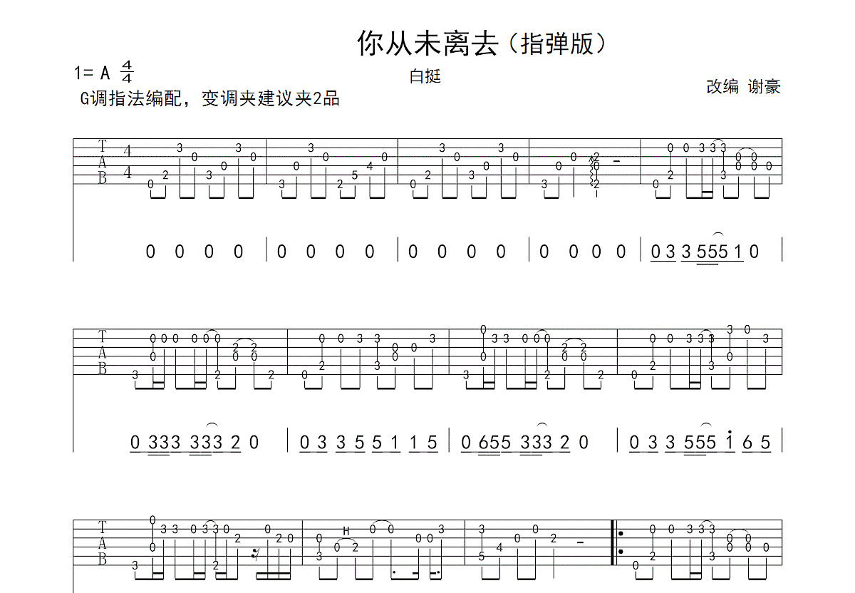 你从未离去吉他谱预览图