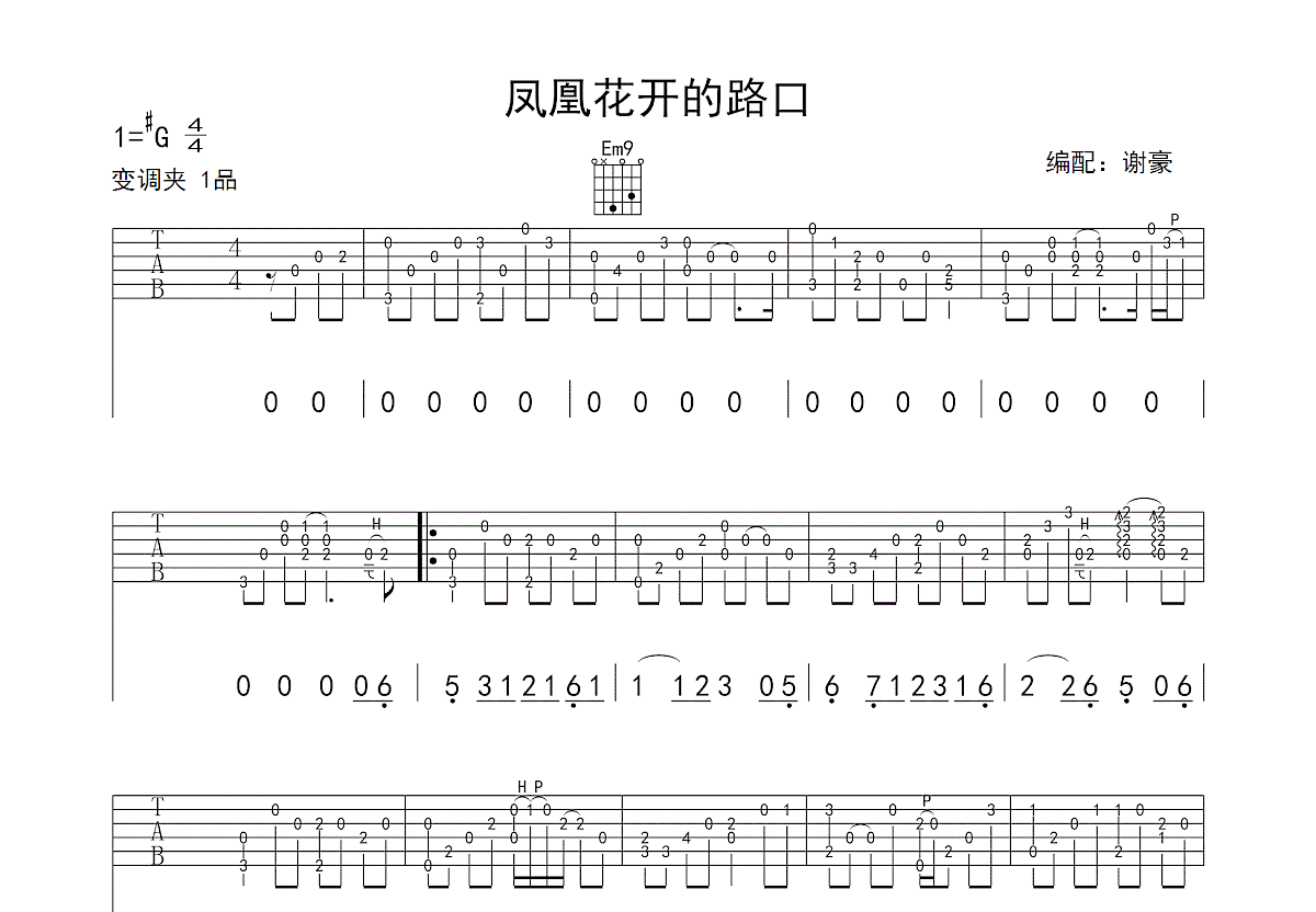 凤凰花开的路口吉他谱预览图