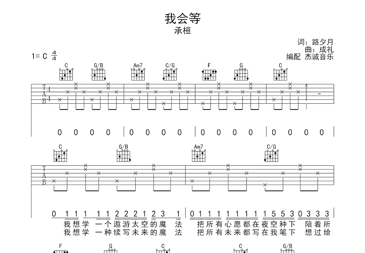 我会等吉他谱预览图