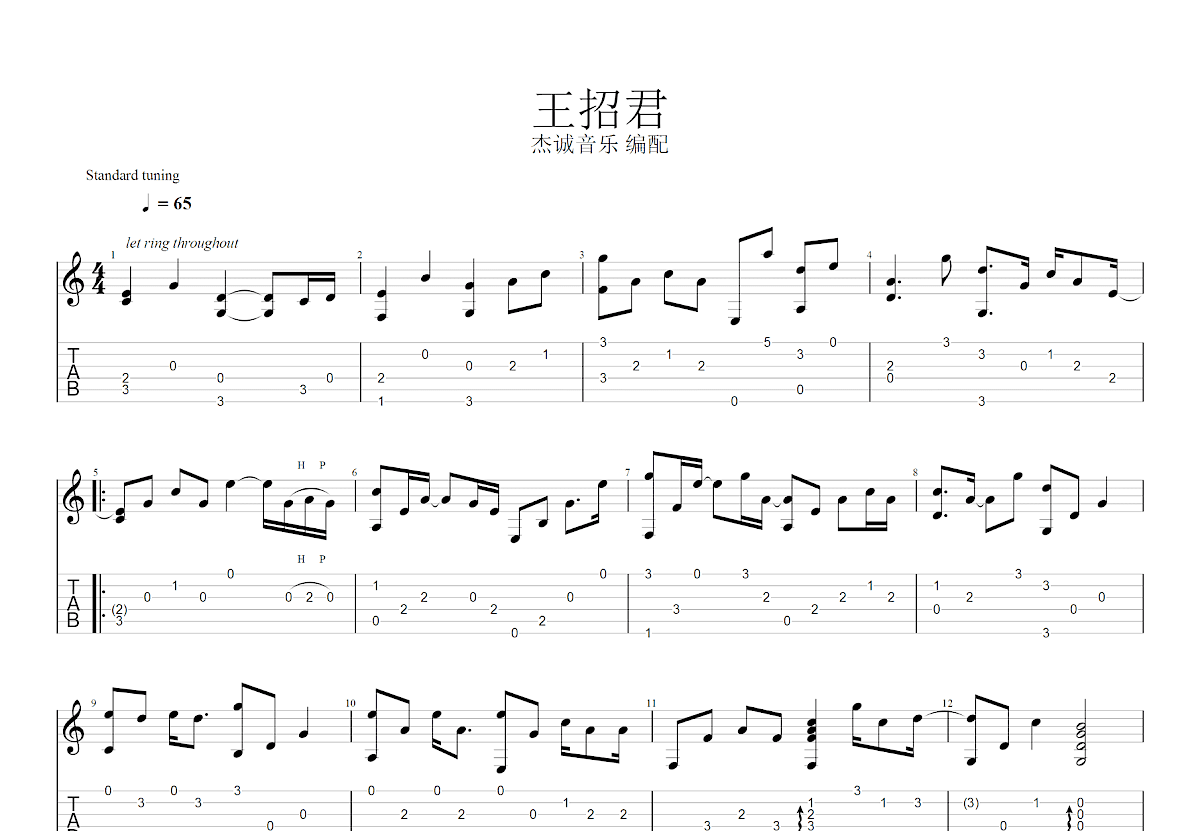 王招君吉他谱预览图