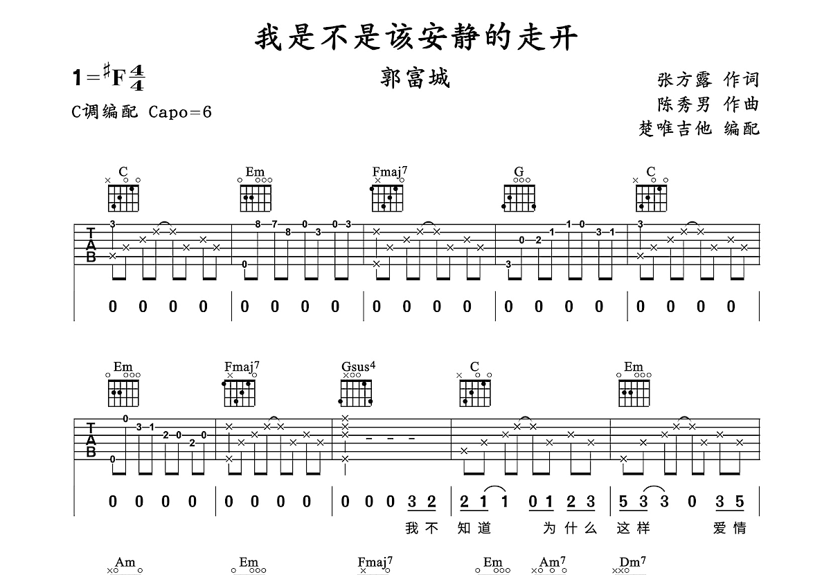 我是不是该安静的走开吉他谱预览图