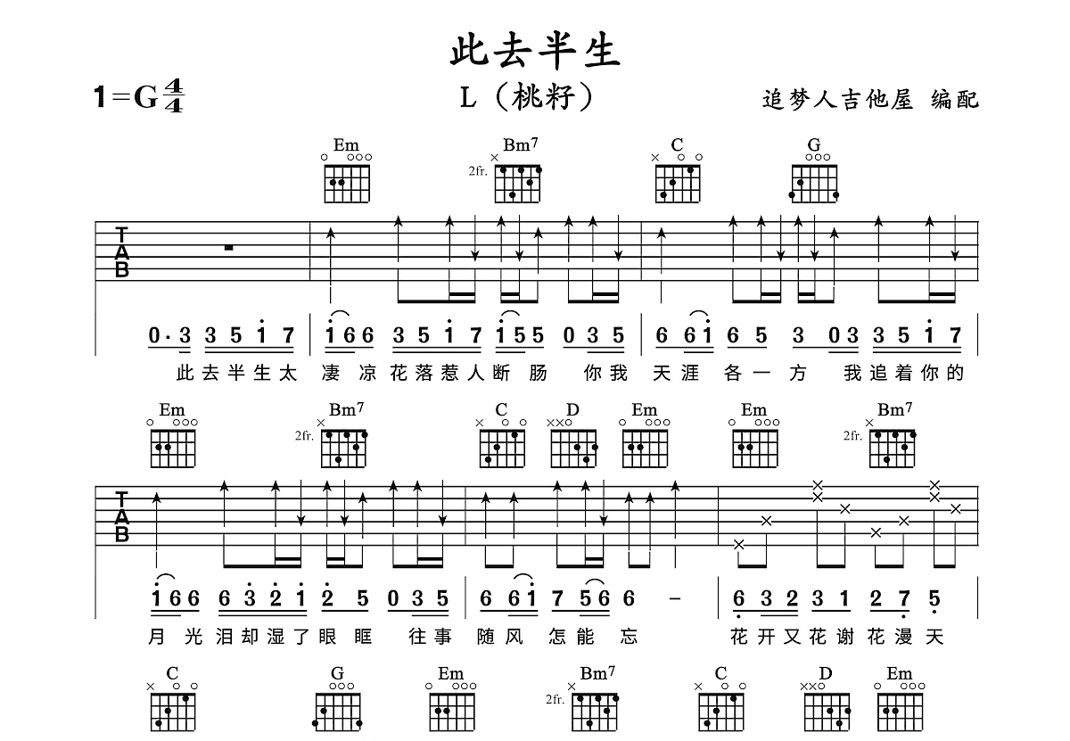 此去半生吉他谱预览图