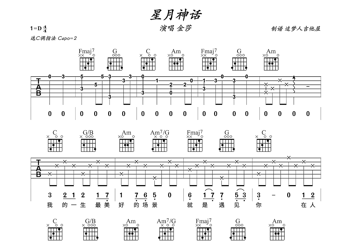 星月神话吉他谱预览图