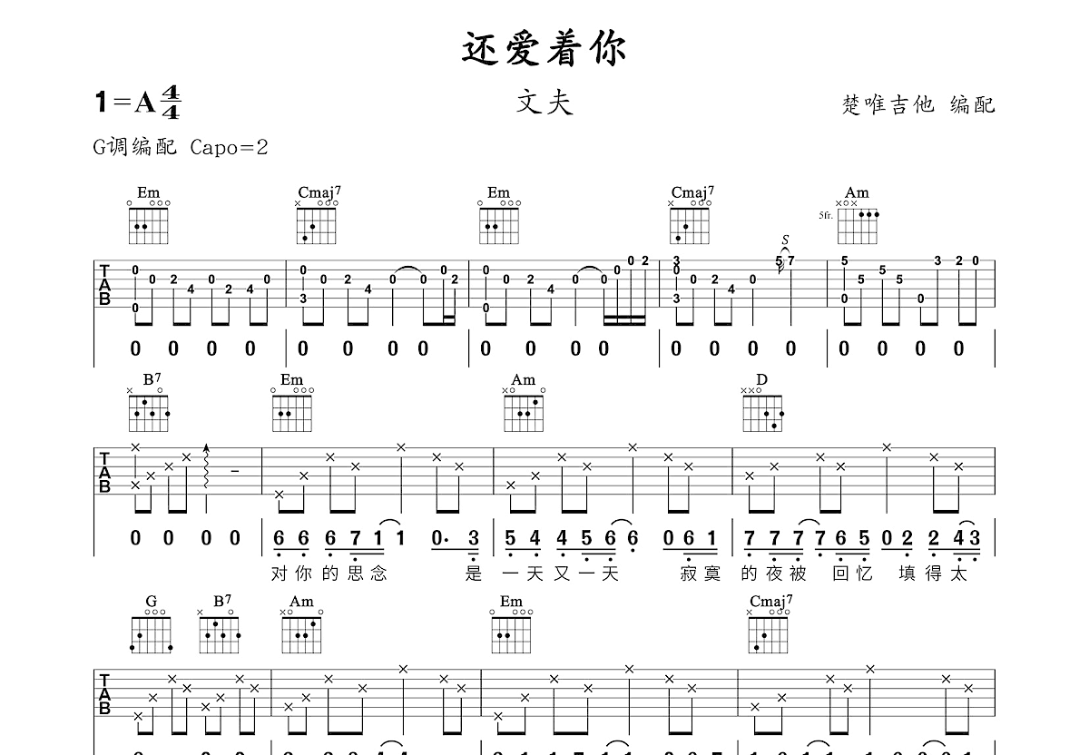 还爱着你吉他谱预览图