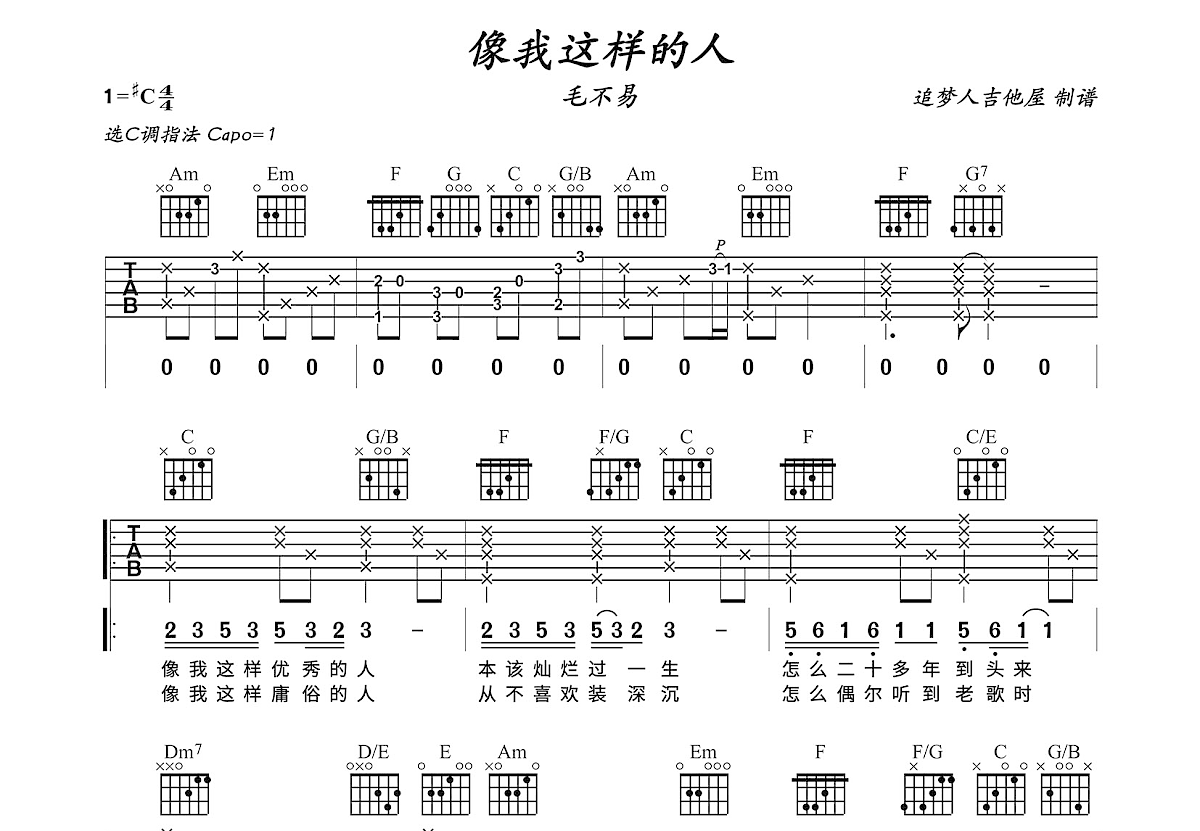 像我这样的人吉他谱预览图