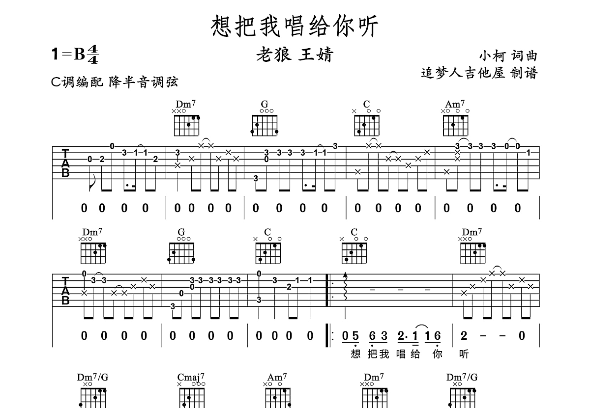 想把我唱给你听吉他谱预览图