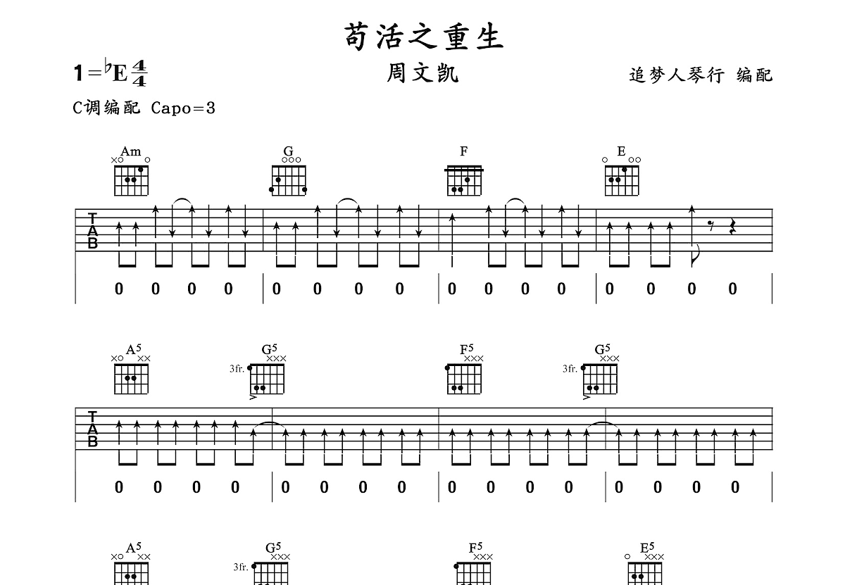苟活之重生吉他谱预览图
