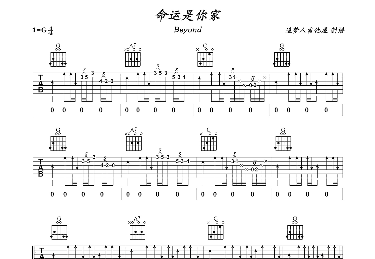 命运是你家吉他谱预览图