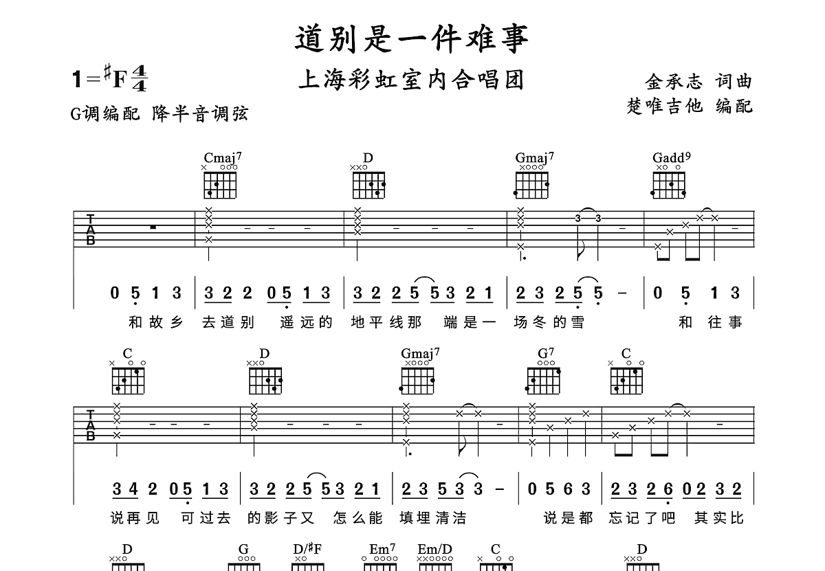 道别是一件难事吉他谱预览图