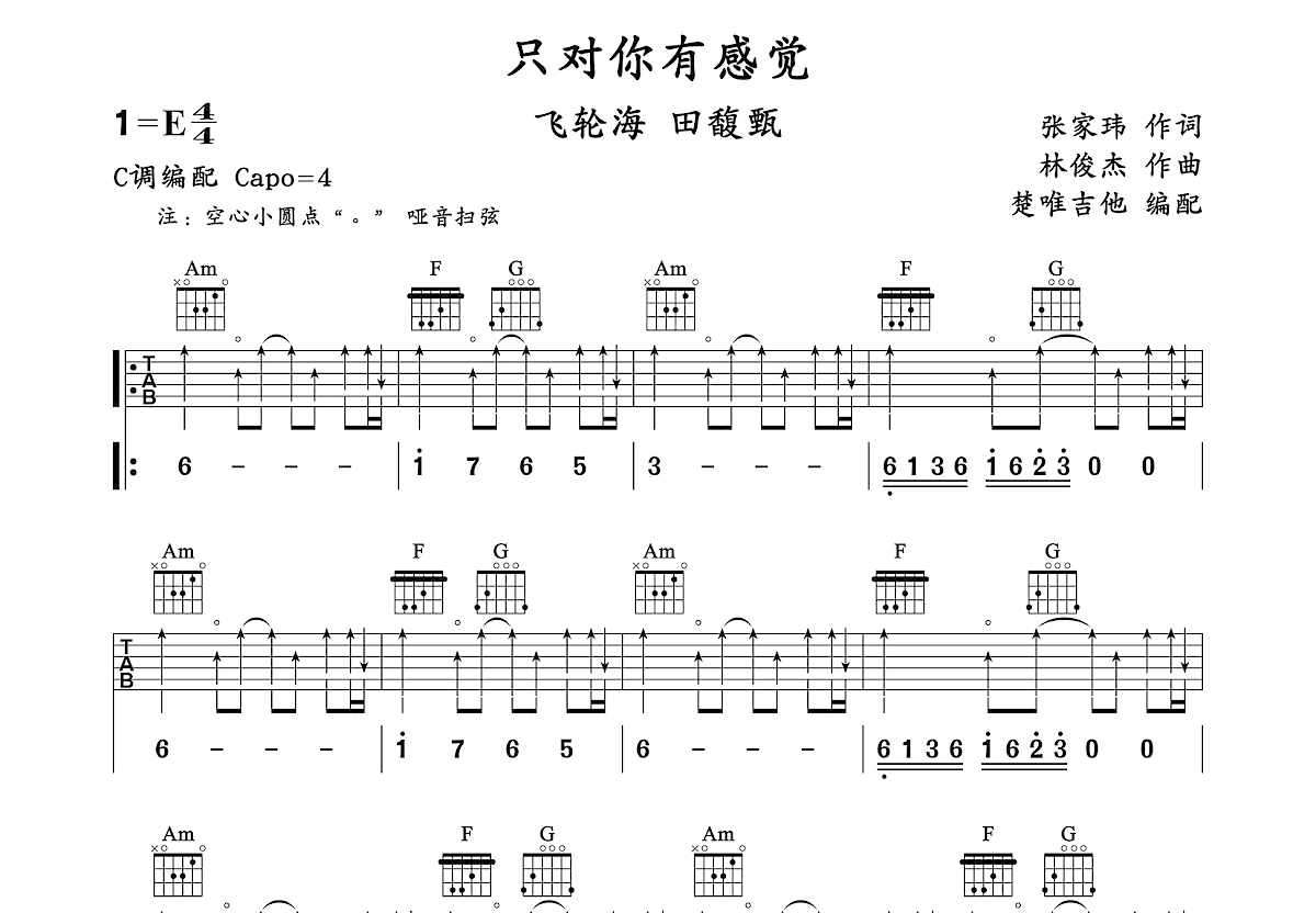 只对你有感觉吉他谱预览图