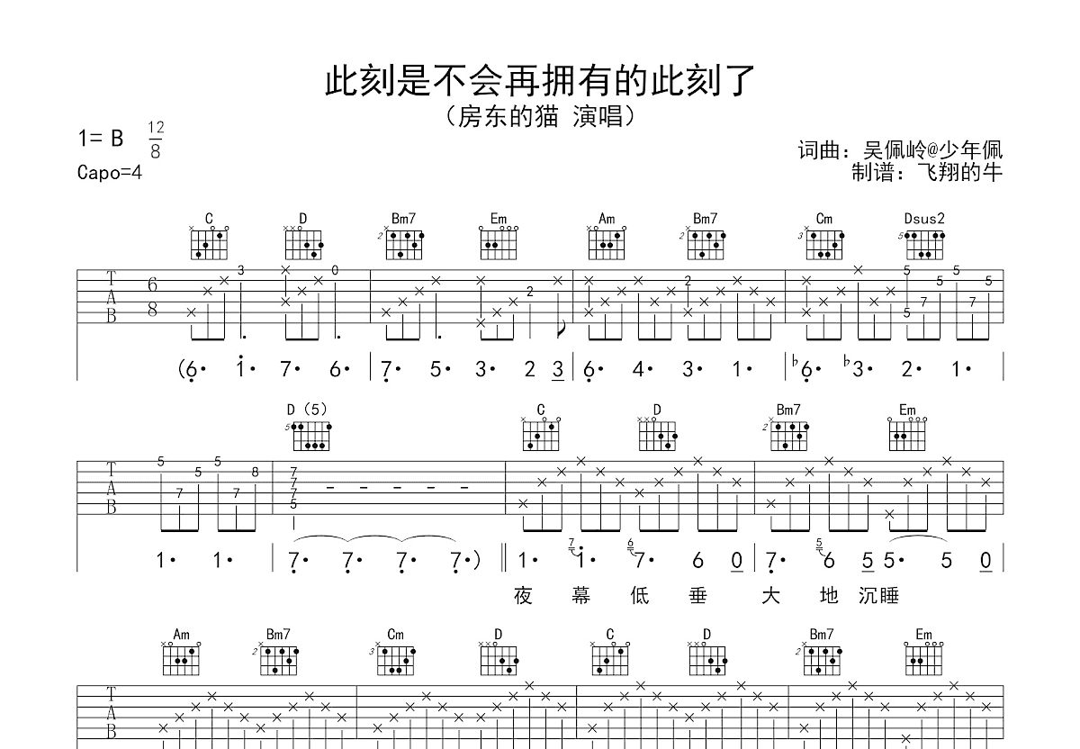 此刻是不会再拥有的此刻了吉他谱预览图