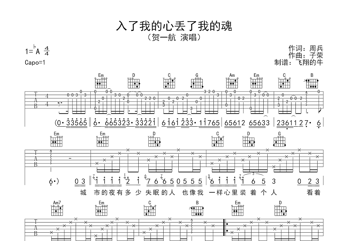 入了我的心丢了我的魂吉他谱预览图