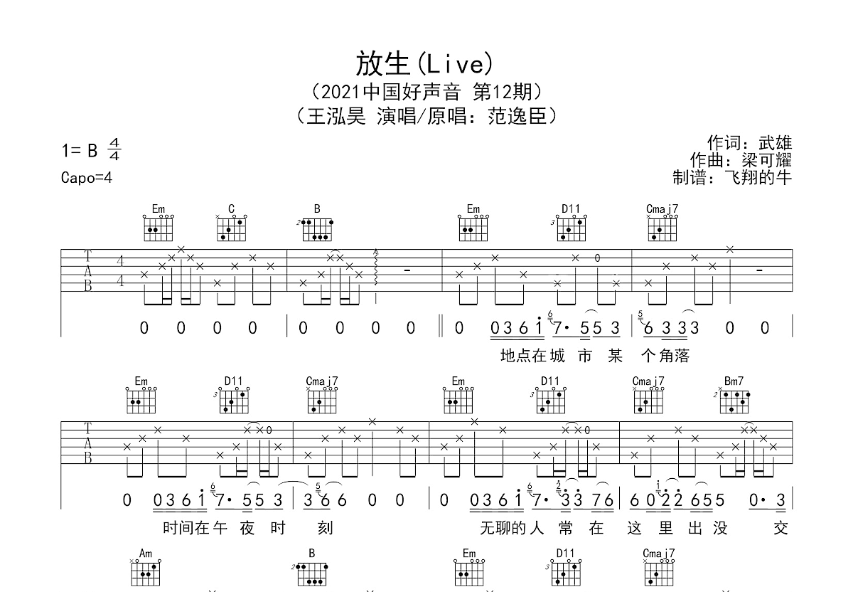 放生吉他谱预览图