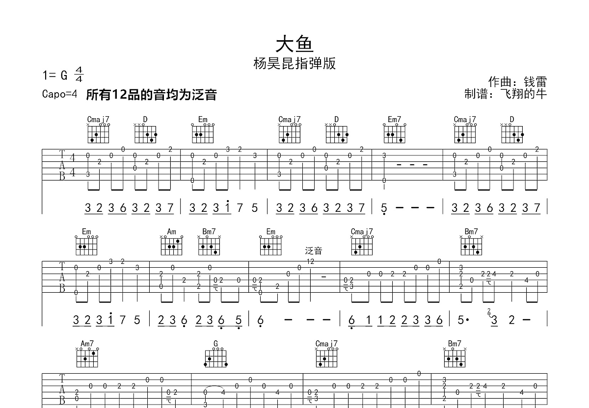 大鱼吉他谱预览图