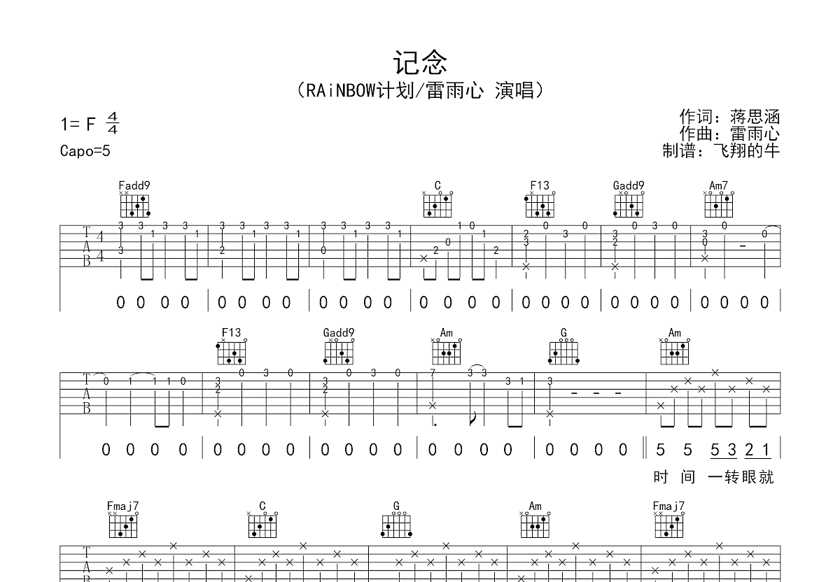 纪念吉他谱预览图