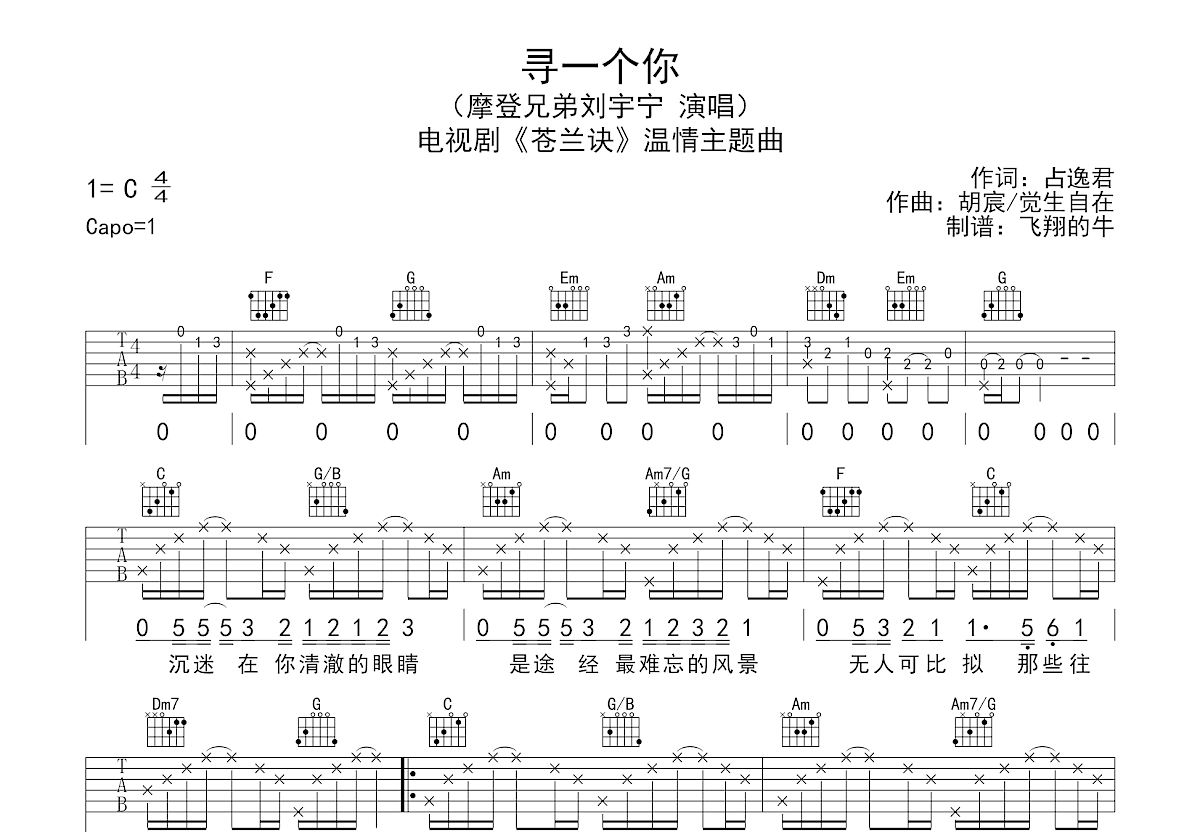 寻一个你吉他谱预览图