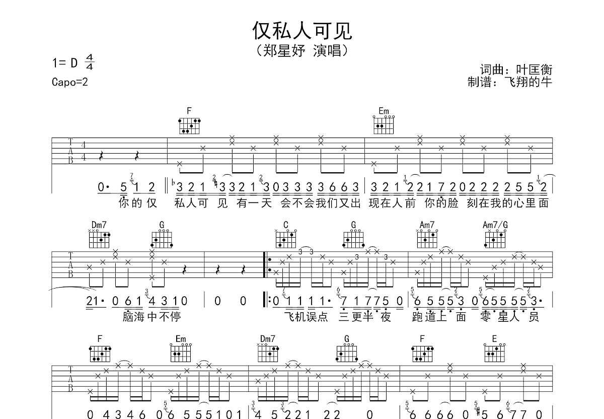 仅私人可见吉他谱预览图