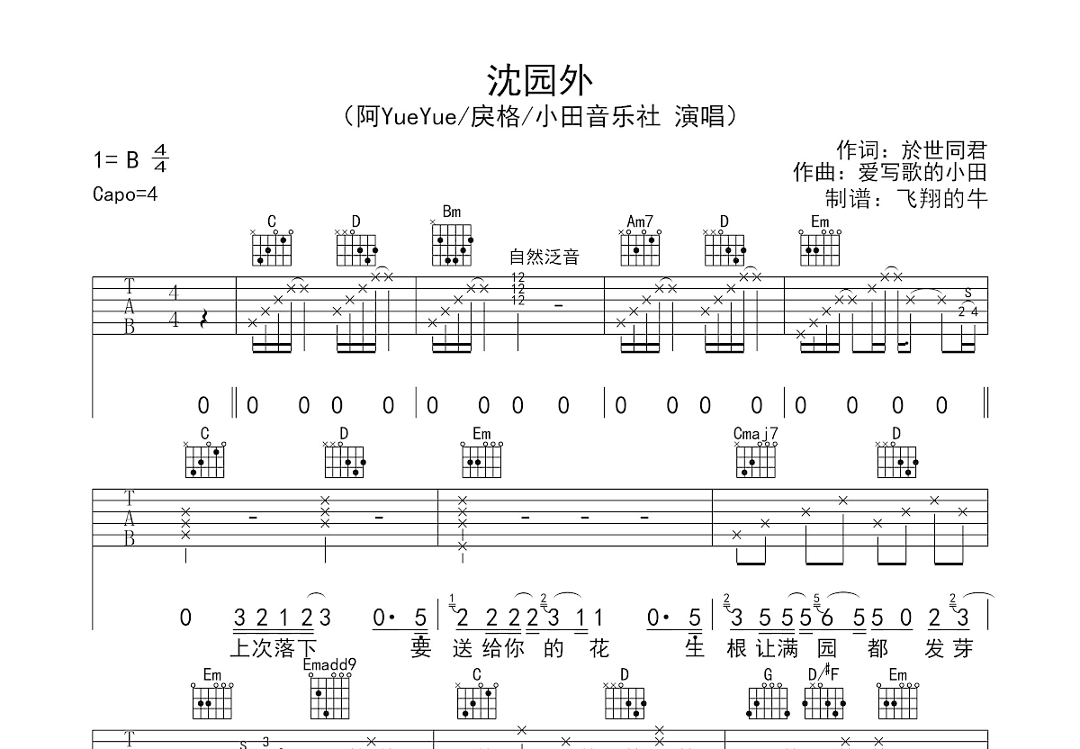 沈园外吉他谱预览图