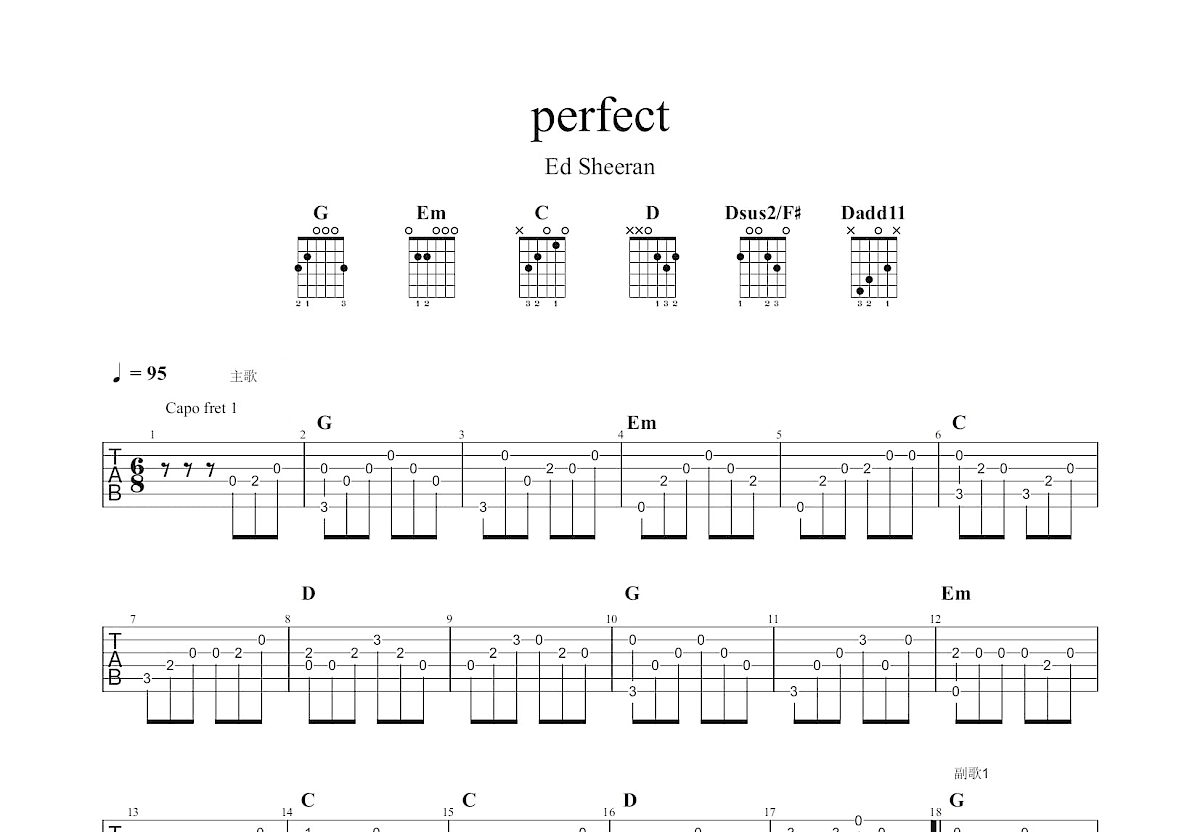 perfect吉他谱预览图
