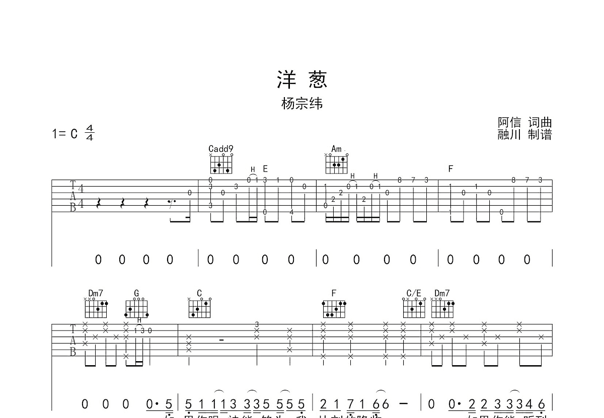 洋葱吉他谱预览图