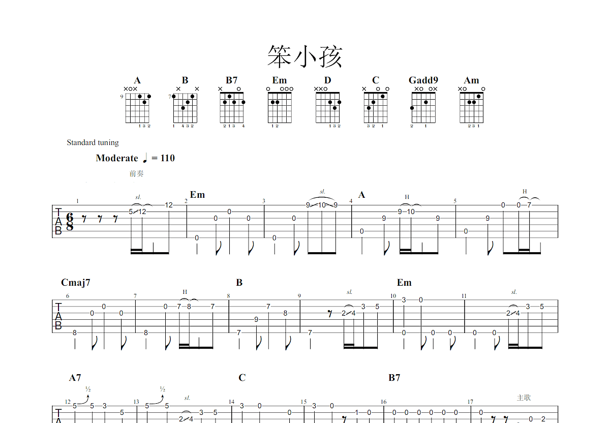 笨小孩吉他谱预览图