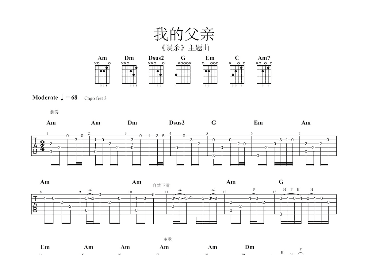 我的父亲吉他谱预览图
