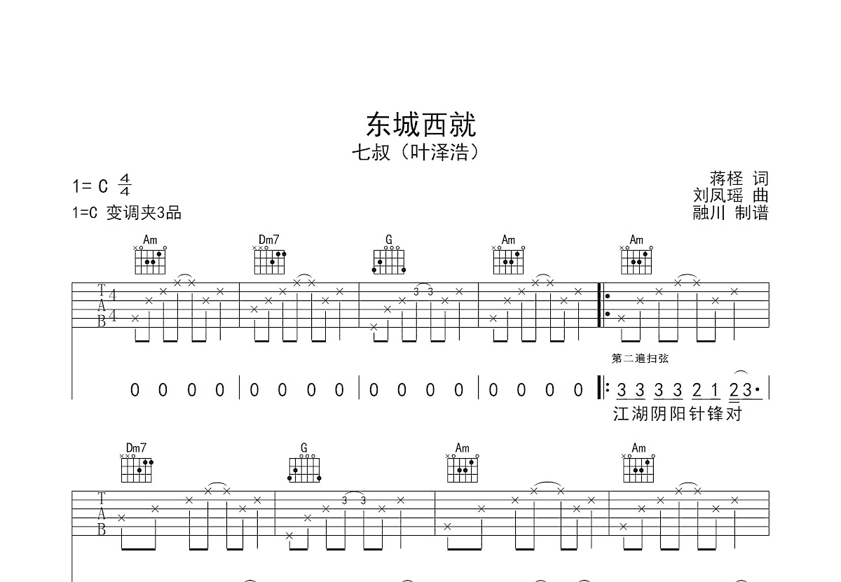 东城西就吉他谱预览图